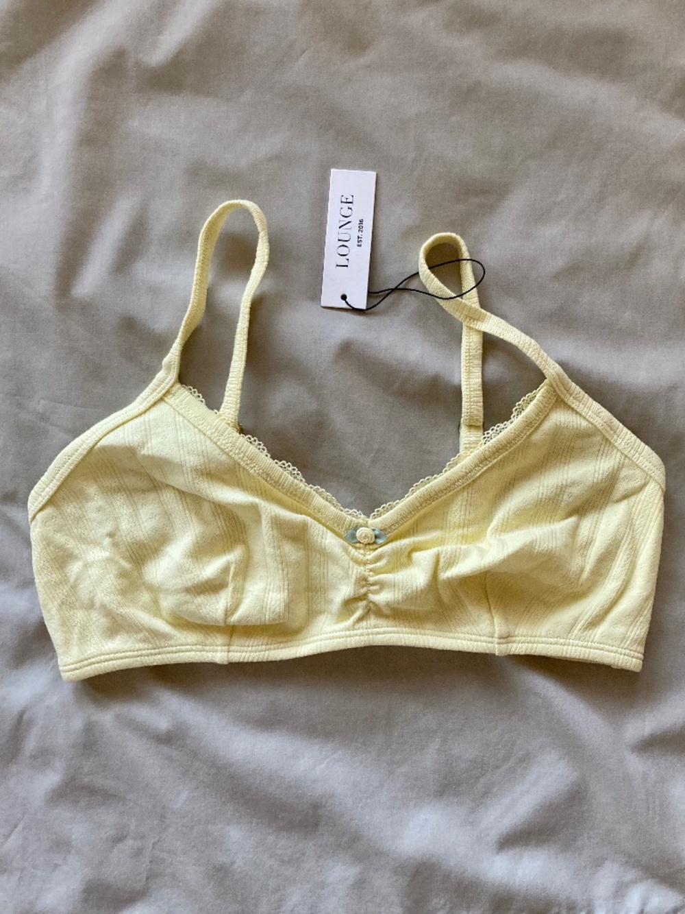 Lounge Yellow Cotton Pointelle Bralette; Size Medium, NWT - Picture 2 of 5